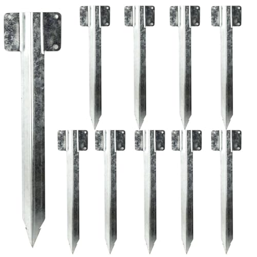 Pack de 10 supports de traverses de chemin de fer de 35 cm pour poteaux en acier galvanisé - Supports de jardin en bois pour jardinières et parterres