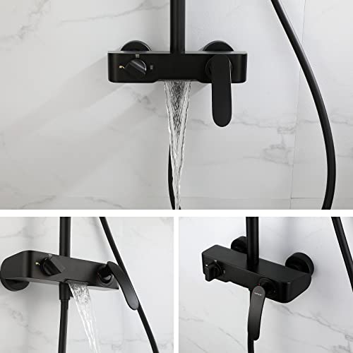 Douche avec pommeau de douche rond et douchette 3 modes pour bain - 7