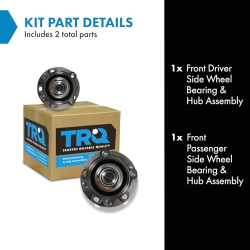Image of TRQ 2 Piece Front Wheel Bearing & Hub Assembly Set Compatible with 2002-2005 BMW 745i 745Li 2006-2008 750i 750Li 2004-2006 760i 2003-2008 760Li 2007-2008 Alpina B7