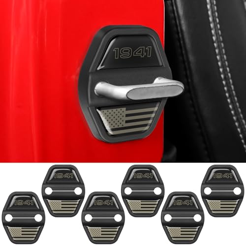 DWKJMYCP 6PCS Door Lock Decoration Cover for 2018-2024 2025 Jeep Wrangler JL JLU 4XE Unlimited Sahara Sports Rubicon 2020-2025 Gladiator JT Accessories Door Latch Guard Cover Black