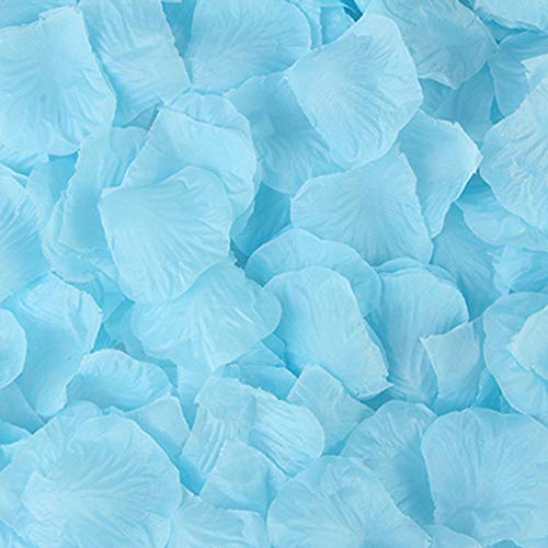 Rebecca Online Silk Rose Petals Artificial Flower Wedding Party Vase Decor Bridal Shower Favor Centerpieces Confetti (Light Blue-19)