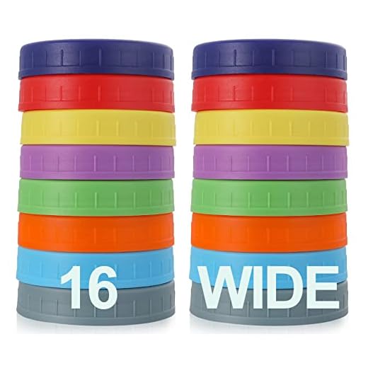 WIDE Mouth Mason Jar Lids [16 Pack] for Ball, Kerr and More - Colored Plastic Storage Caps for Mason/Canning Jars - Leak-Proof