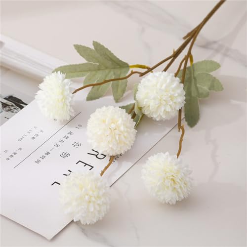 Bouquet de chrysanthèmes artificiels en soie blanche pour centre de table - 3