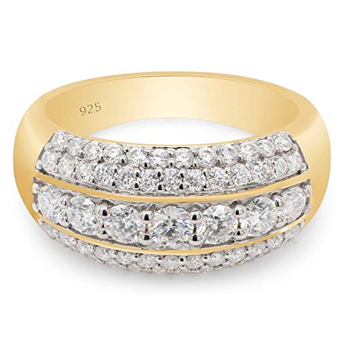 SAVEARTH DIAMONDS Wedding Bands for Women 1 1/10 Carat Round Moissanite Multi-Row Anniversary Band Ring in 14K Gold Over Sterling Silver3