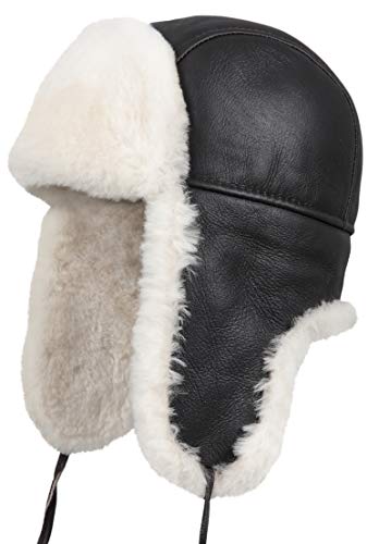 Kids Shearling Sheepskin Aviator Hat – Leather Winter Ushanka with Ear Flaps