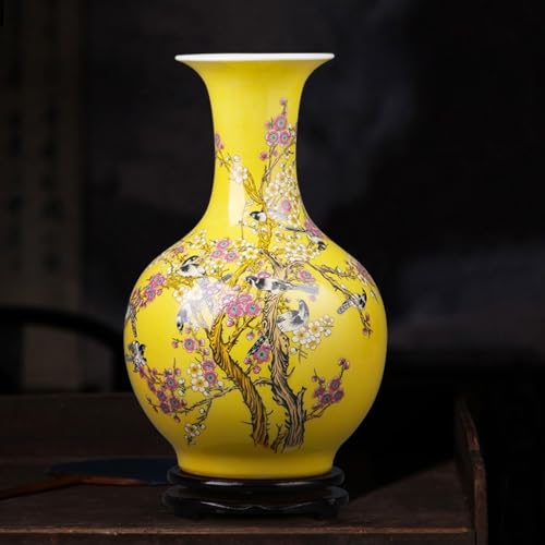 Vase en céramique jaune rétro chic pour meuble TV - 4