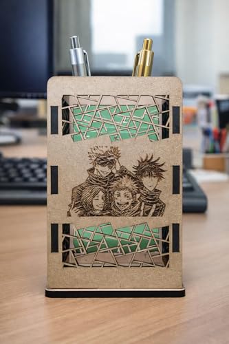 Image of Jujutsu Kaisen Wooden Pen Stand | Anime Pencil Holder for Study Table | Jujutsu Kaisen Desk Accessories