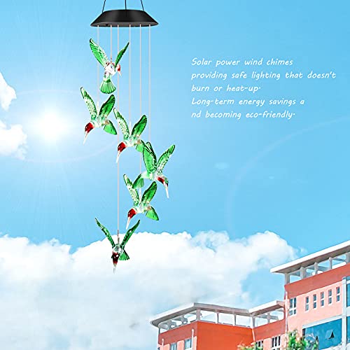 JOBOSI Hummingbird Decor Gifts, Solar Hummingbird (3.5 * 4.5in) Wind Chimes Lights, Mothers Day Wind Chime Gift, Gifts for mom, Women, Grandmother, Outdoor Garden Lawn Yard Decor - Thumbnail 6