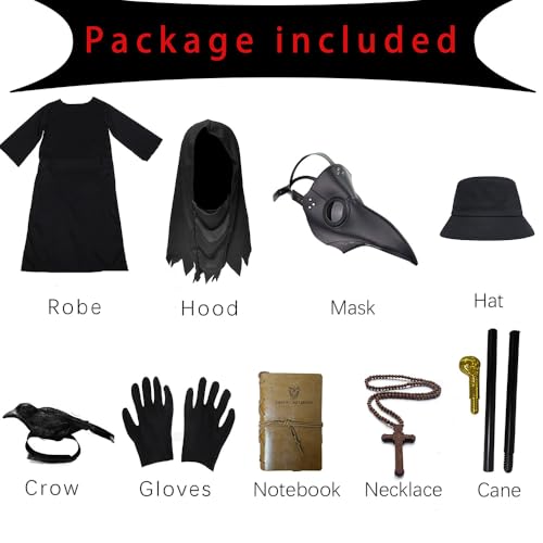 SENLI Plague Doctor Costume for Kids Funny Scary Halloween Costumes for Boys Girls 9 in 1 Set Halloween Outfits