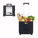 KOMBO - Carrello Trolley Pieghevole Portatutto con Ruote e Manico Telescopico Estensibile 38x83,5x33 cm – Box in Plastica Rigida Richiudibile
