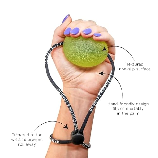 THE EGG ON A THREAD - hand squeezer trainer, grip strengthener, therapy and stress ball. This one-set exerciser is perfect for stress relief, forearm, hand and finger strength, therapy and rehab