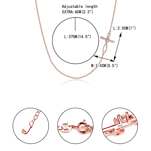 Ever Faith 925 Sterling Silver Rose Gold Whtie Cz Jewelry Religious Church Sideways Celtic Knot Cross Choker Necklace For Women #TOP4