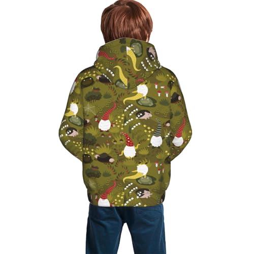 Gnomes Playing in the Garden Kid Hoodies Boys Sweatshirts Girls Pullover with Pocket4
