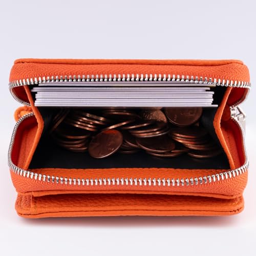 Image of XINNSTAR Genuine Small Wallet for Women, Slim RFID Blocking Credit Card Holder with ID Window, Compact Purses for Women with 31 Card Slots