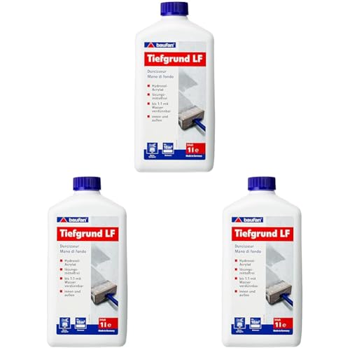 Baufan Tiefengrund LF, für innen und außen, 1 l, transparent (Packung mit 3)