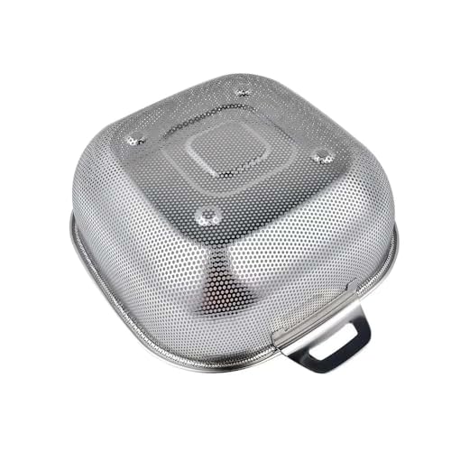 Image of Square-Shaped, Stainless Steel Fruit and Vegetable Rice Cleaning Baskets for Pasta, Noodles, and Kitchen Tools: Elevate Your Washing Bowl Drain Basin Basket(1 pc, Silver-Color),