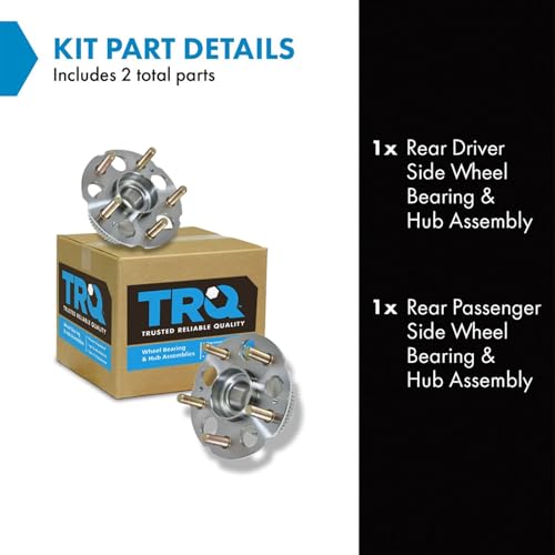 Image of TRQ 2 Piece Rear Wheel Bearing & Hub Assembly Set Compatible with 1999-2004 Honda Odyssey 1999 Isuzu Oasis