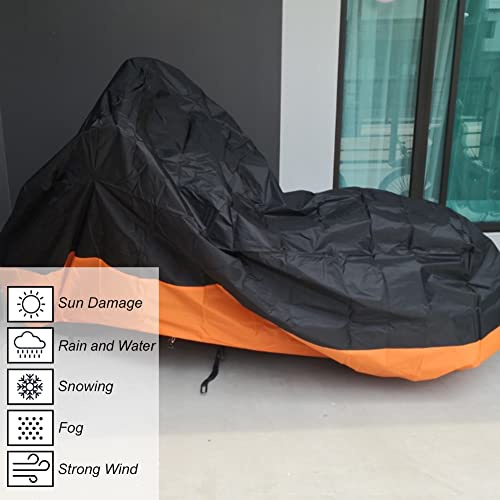 Premium Adult Tricycle Cover, Fit All 3-Wheel Bike Or Motorcycles Outdoor And Indoor Storage, 104" L X 43.3" W X 49" H (Black & Orange) #TOP6