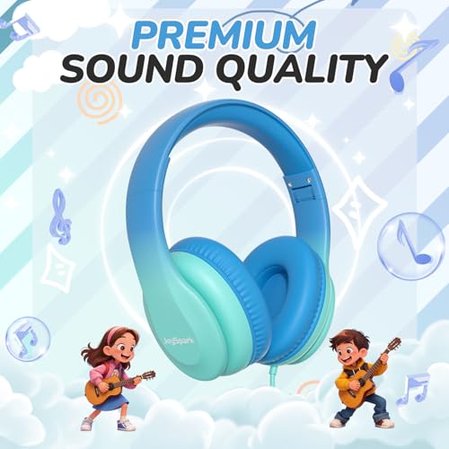JoySpark Kids Headphones for School Toddler, 3.5mm Jack, Gradient Blue by JoySpark - Used condition - Image 7