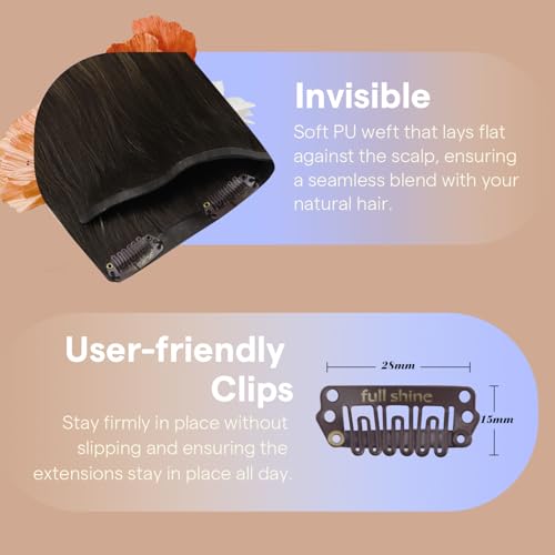 Image of Full Shine Invisible Clip in Hair Extensions Real Human Hair, Balayage 4Pcs