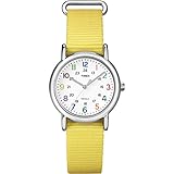 Timex Woman's T2P369 Weekender Yellow Slip-Thru Nylon Strap Watch