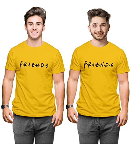 Image of Hangout Hub Friends Printed Round Neck Half Sleeves Tshirts-Set of 2-Men Cotton Regular Fit T Shirts-Family Matching Twinning Tshirts