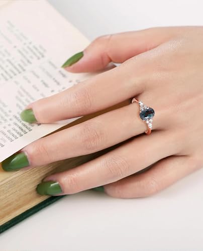 Vintage Oval Teal Sapphire Engagement Ring,Cluster Moissanite/Diamond Bridal Jewelry Blue-Green Sapphire Wedding Ring,Promise Gift For Women2