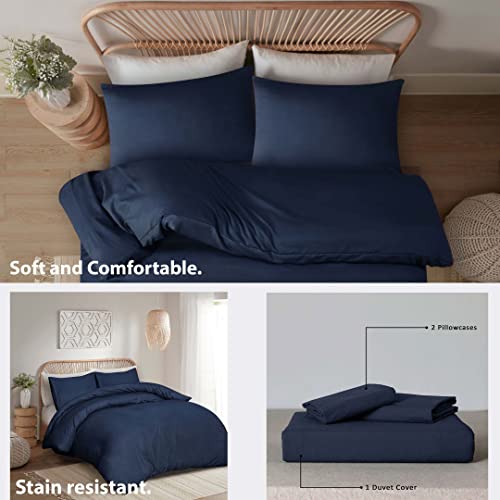 OpulentDreams Duvet Cover Set - Soft Microfibre - Plain Bedding Set including Quilt Cover and Two Pillowcases (Navy, Super King) - Image 2