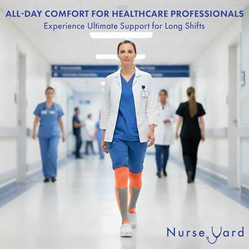 Image of Nurse Yard Compression Socks for Nurses - Women & Men - 20-30mmHg Graduated Compression, Zero-Toe Compression, For Medical Staff, Nursing, Athletic Support Such As Running, Cycling, Hiking - 1 Pair