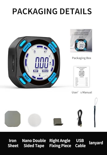 Image of Digital Angle Finder with Electronic Laser - 5-side Strong Magnetic Angle Gauge, Rechargeable Cube Inclinometer with Backlight, Table Saw Miter Protractor, Woodworking Measuring Tool, Level Box