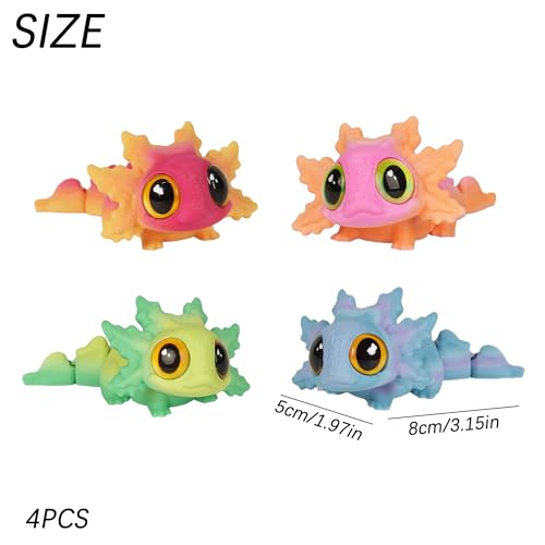 Salamandras magnéticas articuladas 3D, set de 4 piezas miniatura 6