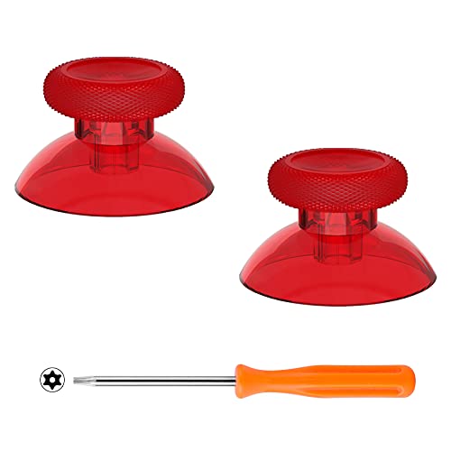 eXtremeRate Replacement Thumbsticks for Xbox Series X/S Controller, Joysticks Repair Kit Accessories, Custom Analog Stick Buttons for Xbox One S/X/Elite Controller - Clear Red