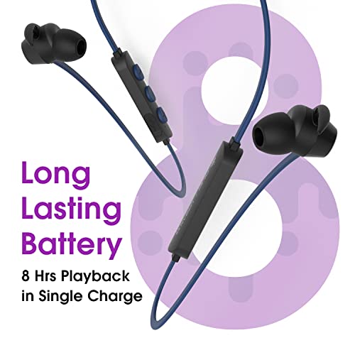 Image of Amkette Amp Urban X5 Bluetooth Headphones with in-line Mic Controls, Voice Assistant, 8 Hours of Playback and IPX5 Sweatproof (Blue)