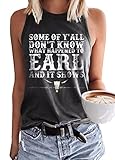 jusgai Some of Y'all Don't Know What Happened to Earl and It Shows Tank Women Steer Skull Graphic Tee Country Music Tank(Dark Grey, Small)