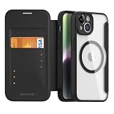 NODALA iPhone 14/iPhone 13 用 ケース 手帳型 背面クリア MagSafe対応 アイフォン14/13 ケース 財布型 携帯カバー いphone14/13 スマホケース ワイヤレス充電対応 マグネット式 マグセーフ カード収納 薄型 おしゃれ シンプル 耐衝撃 ブラック