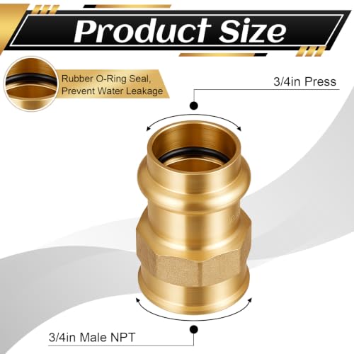 Image of 16 Pack 3 /4 inch Press x 3 /4 inch FIP Brass Press Fittings | Npt Adapter for Residential & Commercial Piping