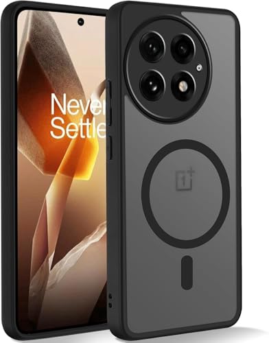 Yxnvixn for OnePlus 13 5G Case 6.82-Inch [Compatible with Magsafe] Slim Translucent Matte Back Silicone Shockproof Anti-Fingerprint Magnetic Phone Case Cover for OnePlus 13 5G Black