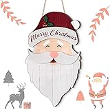 Jetec Christmas Hanging Santa Claus Sign Santa Wooden Indoor/Outdoor Decor Hanging Santa Claus Wall...