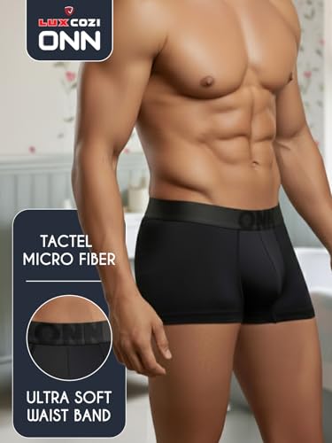 Image of Lux Cozi ONN Men's Tactel Microfiber Elastane Stretch Solid Trunk with Ultra Soft Waistband | Trunk for Men |Color May Vary