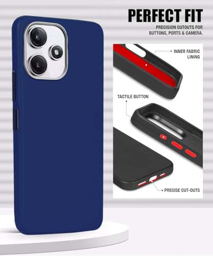 Image of WOW IMAGINE Leather Fabric Soft TPU Back Cover for Mi Redmi 12 5G | Redmi 12 4G | Poco M6 Pro 5G (Blue)