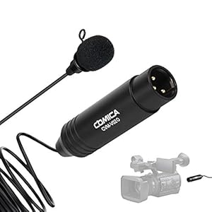Comica Lavalier microfoon XLR, revers microfoon clip-on mic, 3-pin XLR fantoomvoeding 4,5 m voor Canon Nikon Sony…