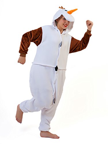 Unisex Frozen Olaf Snowman Onesie Fancy Dress Costume Hoody Pyjama Sleep wear Carnival Costume XL(height 180cm-190cm)
