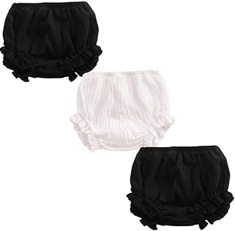 LOOLY Unisex Baby Girls Boys 3 Pack Cotton Linen Blend Bloomer Shorts