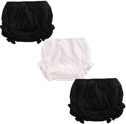LOOLY Unisex Baby Girls Boys 3 Pack Cotton Linen Blend Bloomer Shorts
