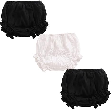 LOOLY Unisex Baby Girls Boys 3 Pack Cotton Linen Blend Bloomer Shorts