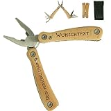 Personalisiertes Multifunktions-Taschenmesser mit Gravur und Holzgriff 8in1 Edelstahl Multitool Werkzeug Klappmesser mit Namen Ostergeschenk für Männer (Multitool