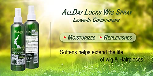 Allday Locks Synthetic Wig Spray | Revitalizes & Refreshes | Cleanses & Extends Lifespan Of Wigs & Hairpieces | Soft & Fresh Leave-In Conditioner, Grape Scent | 8 Oz #TOP6
