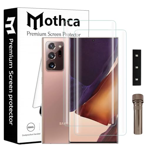 Image of Mothca Curved UV Tempered Glass Screen Protector for Samsung Galaxy Note 20 Ultra | Transparent | Pack of 2 | Borderless Full Screen Coverage with UV Installation Kit
