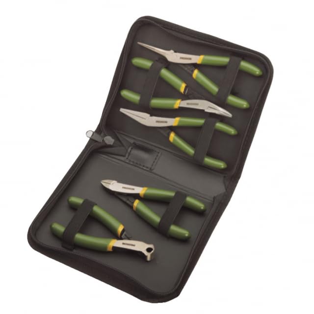 Proxxon Set di Pinze per Meccanica di Precisione ed Elettronica, 5 Pz, con Custodia con Cerniera, Mod. 28150