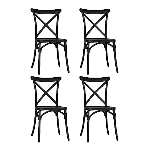 Sedia in polipropilene ristorante trattoria bar pub vintage casa giardino esterno interno croce Cleo SET 4 PEZZI (Nero)